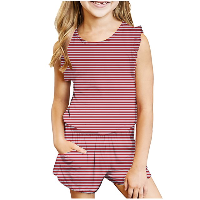 Birdeem Débardeur pour Filles Mode Décontractée Sans Manches Col Rond Ensemble de Shorts Imprimés