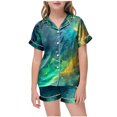 thumbnail image 2 of Curenmufel Pyjama en Soie pour Filles Ensemble de Pyjamas Filles Pjs Manches Courtes 2 Pcs Tenue de Nuit Boutonnée pour Enfants Taille 12-13 (Vert Menthe, 12-13 Ans), 2 of 4