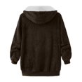 thumbnail image 4 of cllios Womens Winter Fuzzy Fleece Jacket Hooded Color Block Patchwork Cardigan Coats Oversized Fluffy Sherpa Outerwear with Pockets, 4 of 5