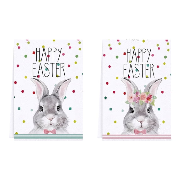 Yhmxh Easter Decorations2PC Dishcloths Easter Festival Kitchen Decoration Dishcloths Set Microfiber Home Wipes Tablecloths Dishcloths Easter Eggs Easter Bunny Easter Basket Easter Gifts for Kids