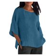 thumbnail image 2 of Blouses, Hauts et T-Shirts pour Femmes Grande Taille en Liquidation Femmes Dames Manches Raccourcies Col Rond Coton Chemise Ample Blouse, 2 of 6