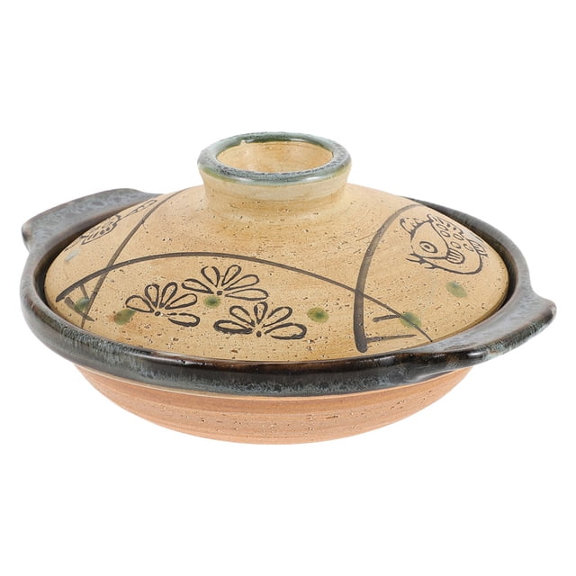 Clay Cooking Pots 10.14 Oz , Casserole Clay Pot With Lid, Compatible With Direct Fire, Earthenware Pot For Cooking Soup Rice Meat