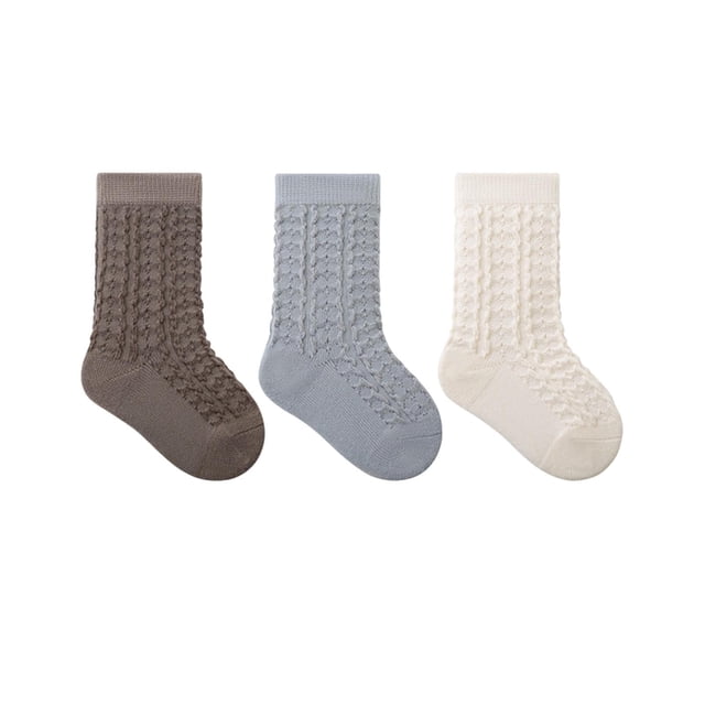 HAiming Girls Boys 3 PC Crew Socks Mid Tube Ankle Dress Solid Color Sock Fall Winter Trendy Clothes