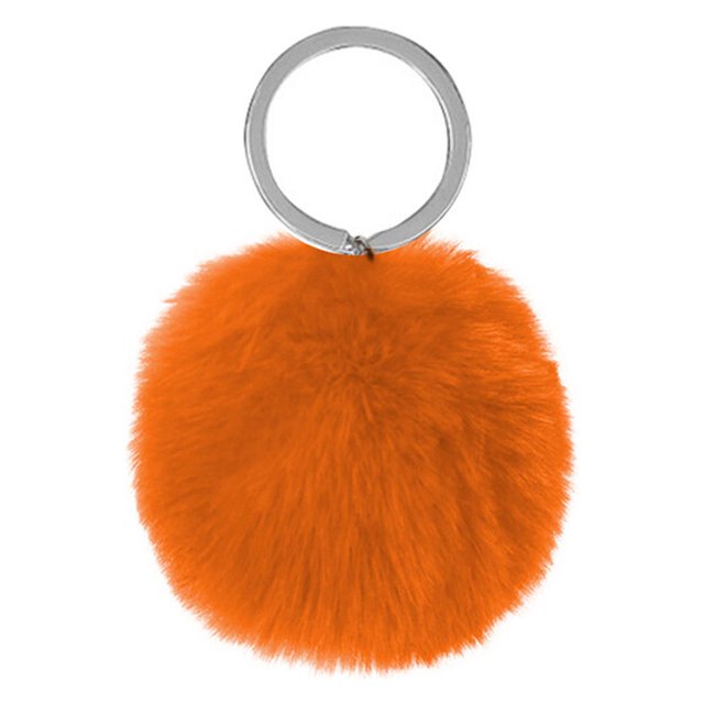 Fuzzy Ball Keychain Supple Comfortable Lovely Key Rings Adorable Practical Key Chains Women for Children Adults Elderly Students Orange 9cm