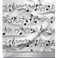 thumbnail image 1 of Soimoi Tissu Crêpe polyester Blanc Notes Imprimé Instrument de Musique Tissu au Mètre 52 Pouces de Large, 1 of 5