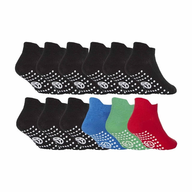 12 Pair Multipack Kids Cotton Trainer Socks | Sock Snob | Ankle Socks with Rubber Grips
