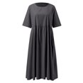 thumbnail image 5 of HXWCHs Robe Chandail pour Femme en Mélange de Lin, Robe Décontractée à Manches Courtes avec Poches Latérales GY2 TTTTG, 5 of 5
