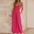thumbnail image 3 of B91xZ Womens Jumpsuits Spaghetti Strap Loose Overalls with Pocket One Piece Rompers,Hot Pink M, 3 of 5