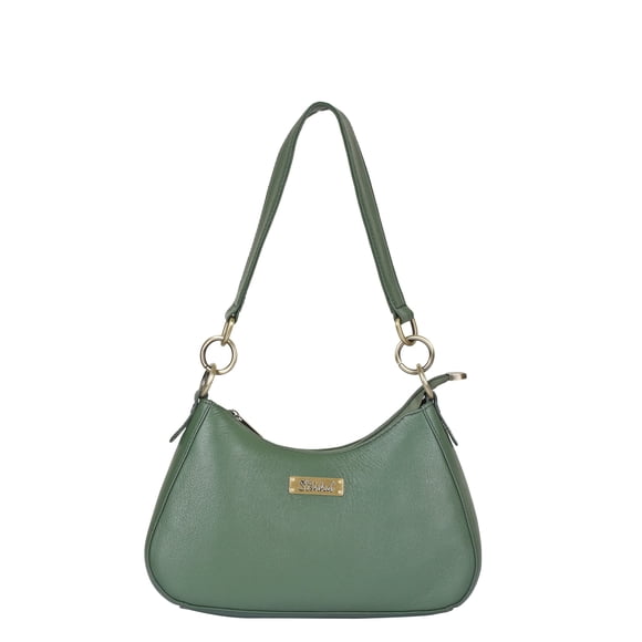 Sishka Womens Olive Genuine Leather Ladies Bags – Stylish Shoulder Hobo Bag with Single Strap & Top Zipper Closure for Daily & Travel Use