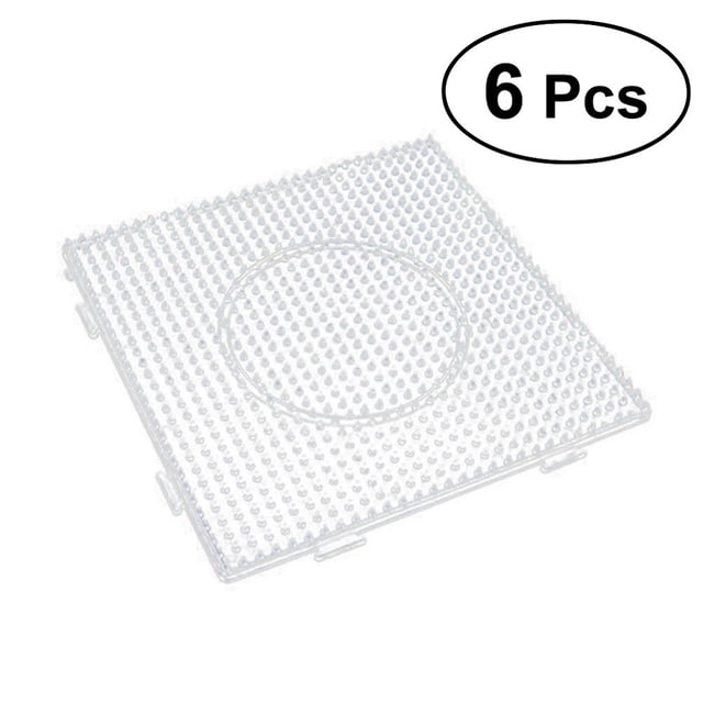 6 Pieces 5mm Large Square Fuse Beads Boards Clear Plastic Pegboards for Kids Craft Beads
