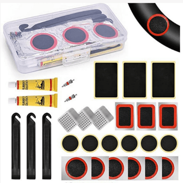 Kit de Réparation de Pneu de Bicyclette, Kit de Patch de Levier de Pneu Portable pour Bicyclette, Patch en Caoutchouc Adhésif pour Pneu de Bicyclette, Patch de Pneu pour Route, Montagne, Vélo de Navettage et Caoutchouc Gonflable