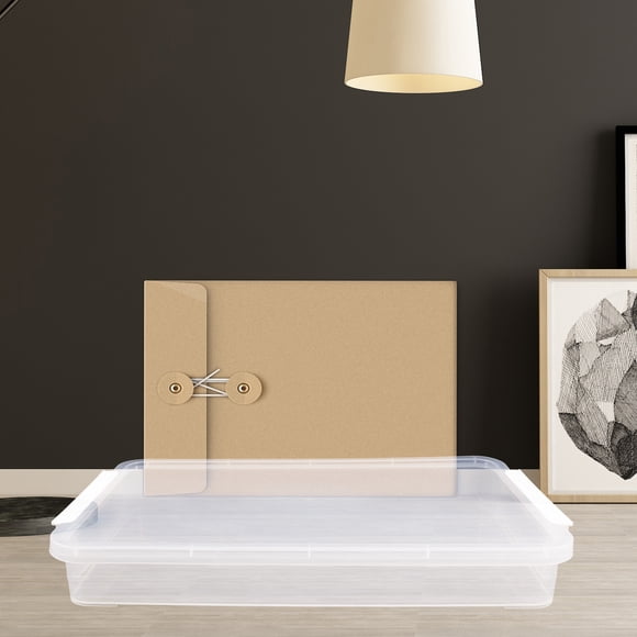 ELAYARD 3Pcs Transparent Plastic Storage Bins with Lids Stackable Containers for File Storage