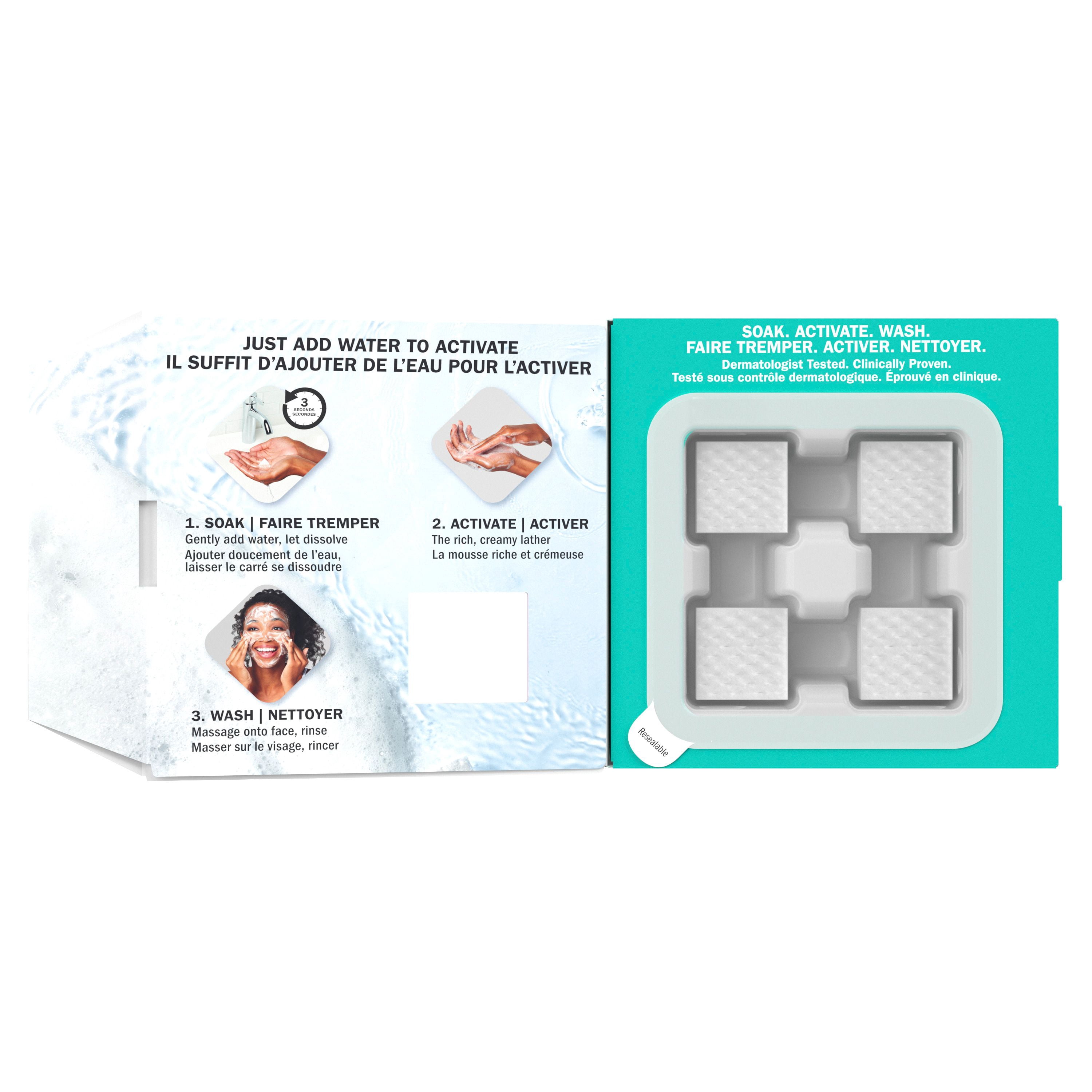Nettoyant Pour Le Visage Olay, Nettoyant Fondant + Nettoyant Doux Pour Le Visage, Activé Par L’Eau, Nettoie, Tonifie Et Rafraîchit La Peau, Sans Parfum, Peau Sensible, 32 Unités