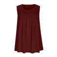 thumbnail image 4 of AherBiu Débardeurs pour Femmes Sans Manches Col Rond Couleur Unie Chic Décontracté Froncé Ample Confortable Basique Camis, 4 of 7