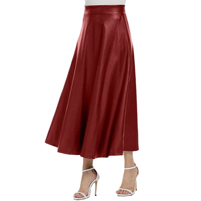 B91xZ Jupes Plissées pour Femmes Jupe Patineuse Mini Plissée Évasée Brillante, Rouge G