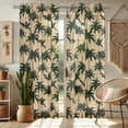 thumbnail image 1 of Vargottam Palm Tree Print Extra Long Sheer Curtains for Double Height Windows & Doors - Set of 2 Panels, 108", Grommet Top, Light Filtering Printed Georgette Drapes, 1 of 9
