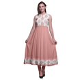 thumbnail image 1 of Bimba Robe Anarkali à Col Mandarin Imprimée Ikat Pêche pour Femmes, Kurta Ethnique Indienne X-Small, 1 of 6