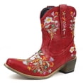 thumbnail image 1 of jsaierl Women Fashion Embroidered Cowboy Riding Boots Casual Warm Middle Heels Middle Tube Short Boots Shoes, 1 of 9