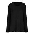 thumbnail image 4 of IROINID Women's Round Neckline Pullover Sweater Solid Color Comfy Mid-Length Long Sleeve Knitting Sweater Tops, 4 of 6