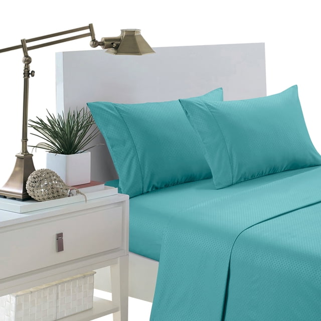 Martha Collection 1800 Series Embossed Deep Pocket Sheet Set - Super Soft & Wrinkle Free - Luxurious Bed Sheets Set (Full, Aqua)
