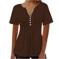 thumbnail image 1 of Timegard Hauts d'Été pour Femmes Grande Taille Plissés à Encolure en V Échancrée à Manches Courtes T-Shirts Confortables Tunique Décontractée, 1 of 4