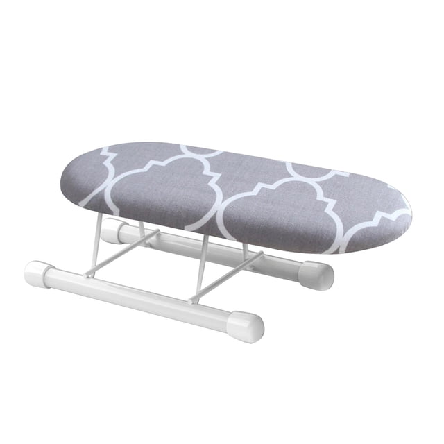 veasfak Small Tabletop Ironing Board Ironing Cuffs Neckline Foldable Legs for Apartments Gray