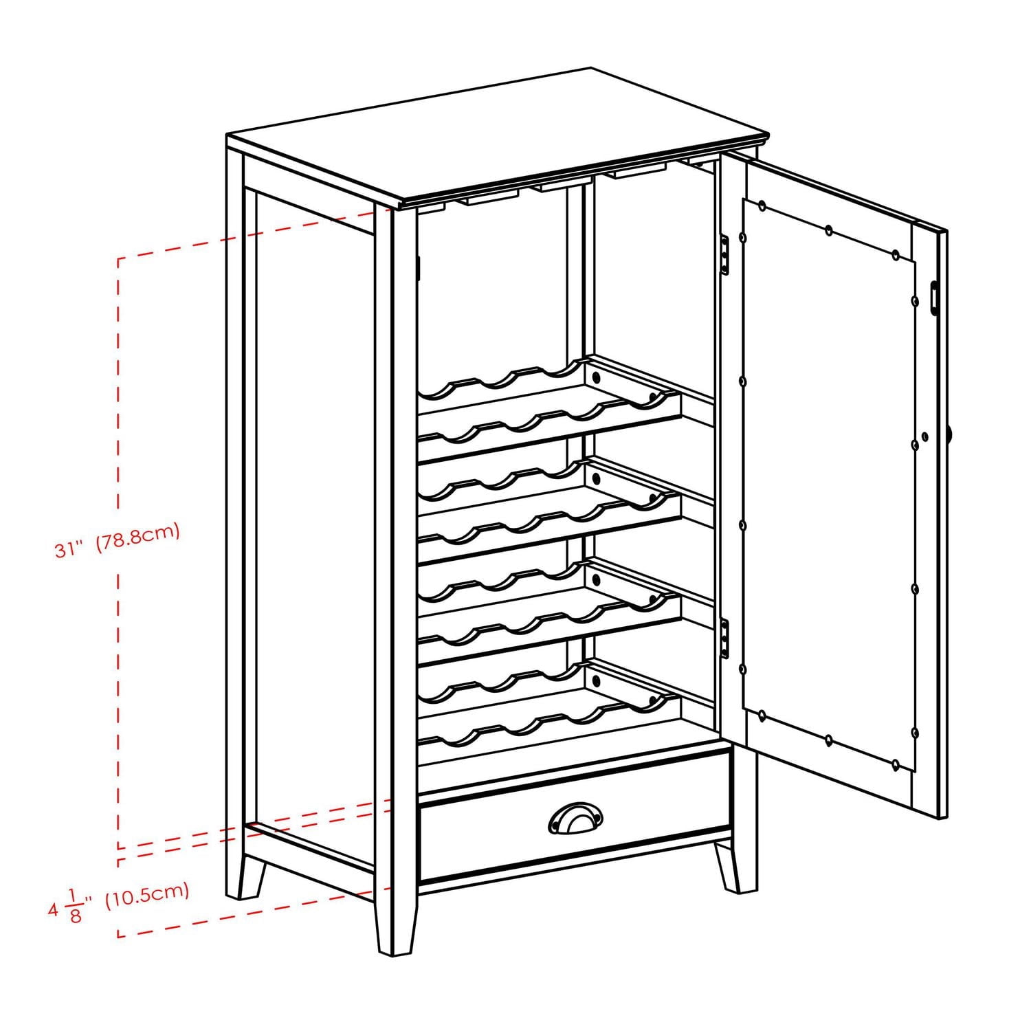 Winsome Bordeaux Wine Cabinet 20-Bottle Shelf Modular in Espresso Finish - 92416