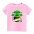 thumbnail image 1 of Penkiiy Haut à Manches Courtes Imprimé Col Rond Mignon pour Garçons et Filles 3-4 Ans Rose, 1 of 6