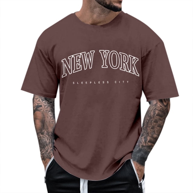 BOBOGOJP T-Shirts pour Homme Extensible à Manches Courtes Col Ras du Cou T-Shirt (Brun,m)