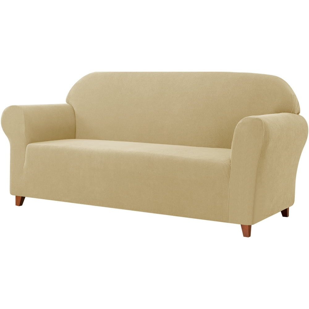 Housse de Sofa 2024 1 Pce Housse avec Coussin d'Assise extra Extensible Housse de Siège TG Sofa Ivoire