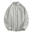 thumbnail image 1 of PMUYBHF Chemise Habillée Noire pour Hommes Coupe Régulière Automne Hiver Décontractée Col à Revers Manches Longues Vacances Extérieur, 1 of 5