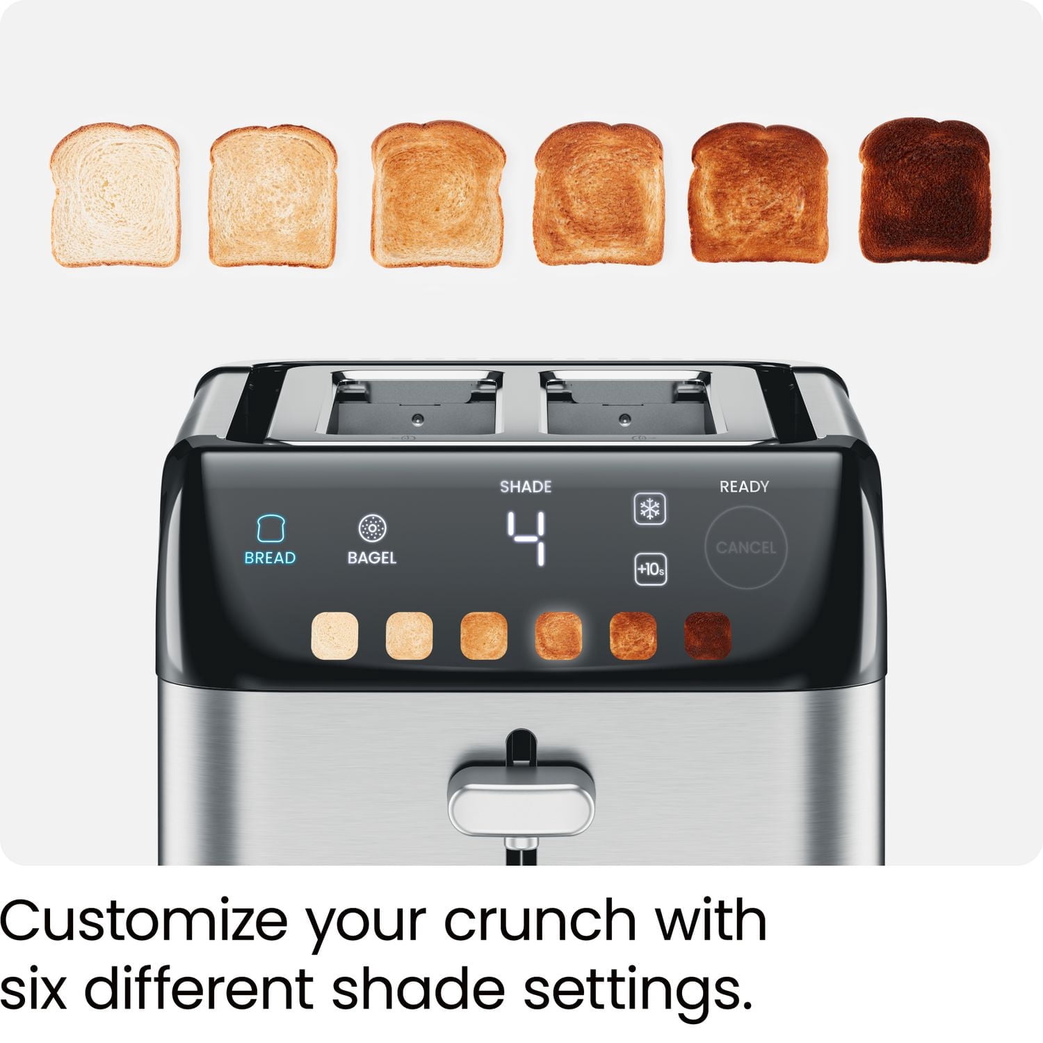 Grille-pain numérique Chefman Smart Touch à 2 fentes, 6 réglages d'intensité, mode bagel - Acier inoxydable, nouveau