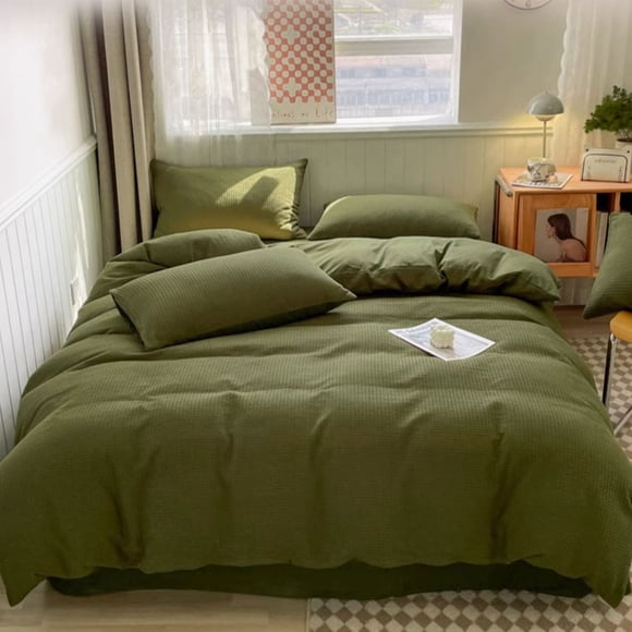 Waffle Quilt Cover Bedding Set and Soft Durable Bed Sheets, All-Season Comforter Cover Set for Bedroom Decoration, Easy-Care Bedding Set for Home Sleeping and Daily Use