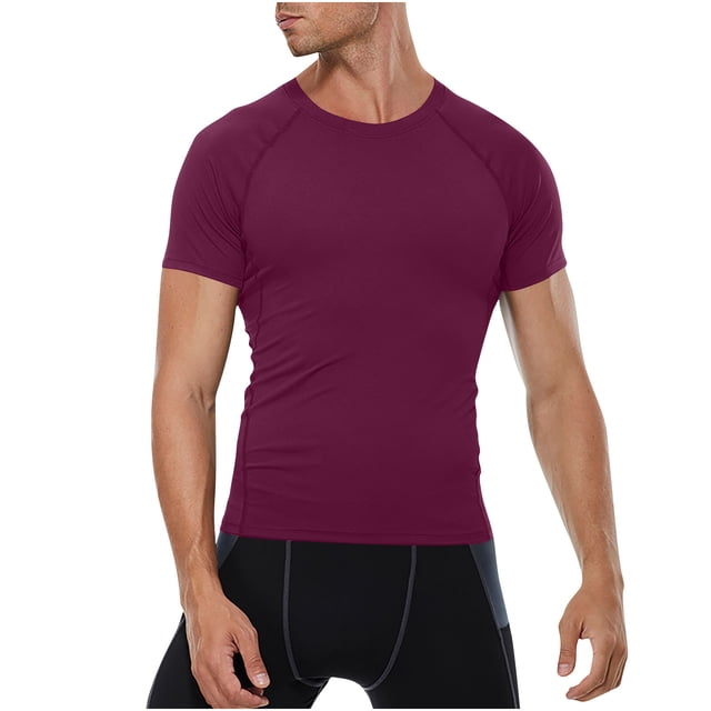 Kaemgyyd Compression Shirt Men Breathable Short Sleeve Slim Athletic Sports Undershirt Quick-Dry Stretch Running Workout Tops
