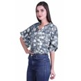 thumbnail image 3 of Moomaya Hauts Cache-Cœur pour Femmes Imprimés Taille Élastique Manches Boxy Blouse Cache-Cœur Décontractée, 3 of 4