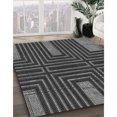 thumbnail image 3 of Ahgly Company Tapis de Zone Rond Gris Transitionnel pour Intérieur Lavable à la Machine, 4 Pieds Rond, 3 of 7