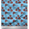 thumbnail image 1 of Soimoi Tissu en Poly Georgette Bleu Imprimé Feuilles & Roses Tissu de Couture au Mètre 42 Pouces de Large, 1 of 3