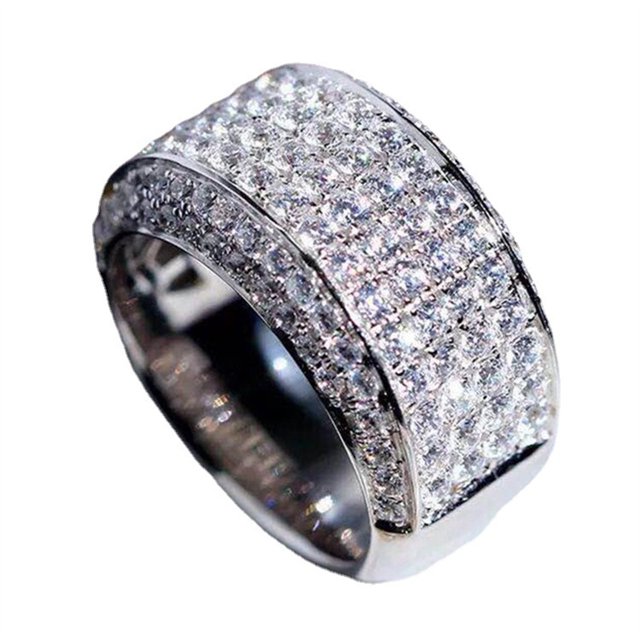 Kcodviy Memorial Full inlaid Memorial Ring Jewelry Men Zircon Ring Half Ring Rings for Women Pack Rings Mens Rings Pack Rings for Little Ring Packs