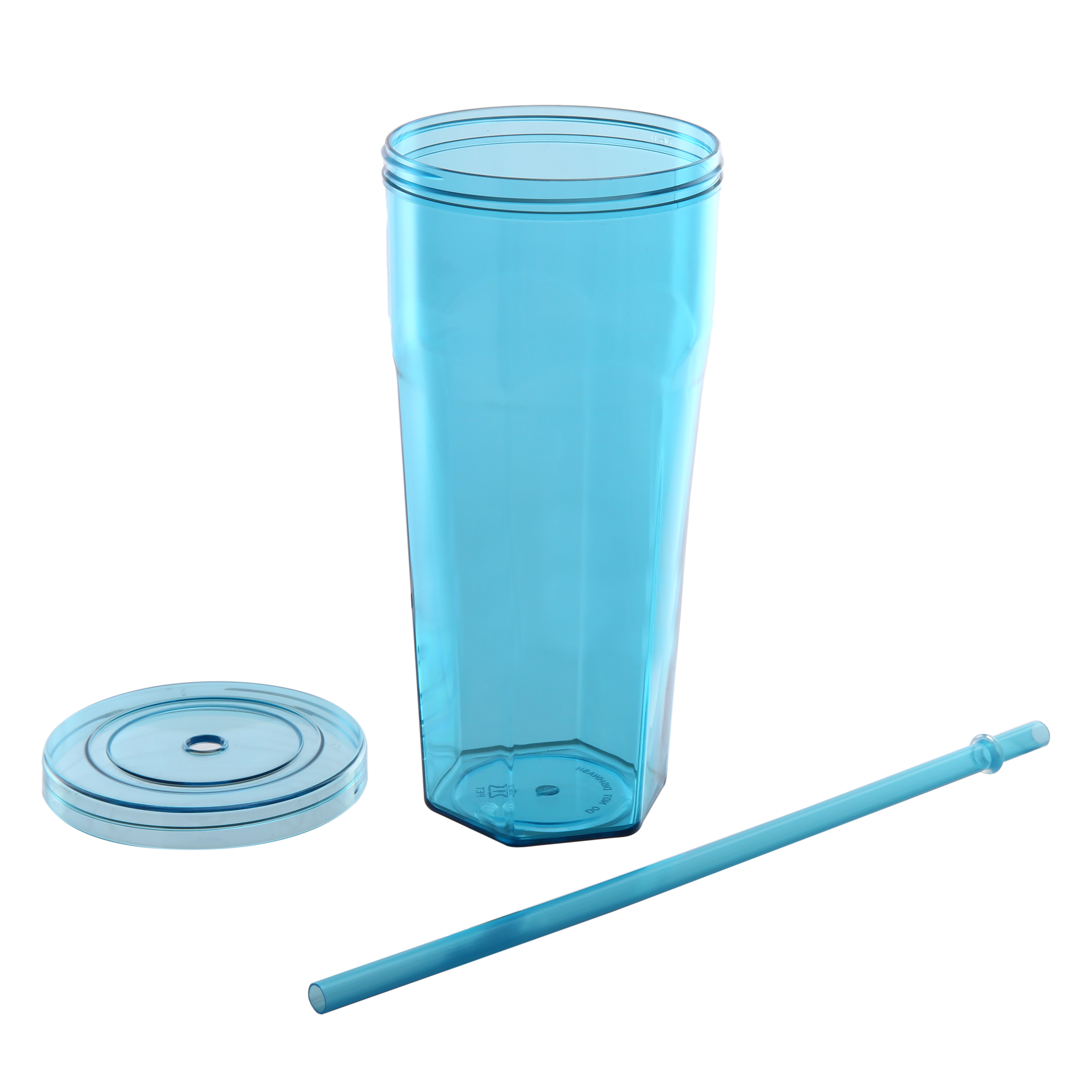 Gobelet en plastique Mainstays de 59 cl avec couvercle à visser et paille bleu