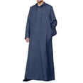 thumbnail image 1 of CEHVOM Ensemble de Robe Musulmane pour Homme Robe Arabe Mi-Longue à Manches Longues à Capuche à Boutons Robe Décontractée Solde, 1 of 8