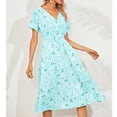 thumbnail image 4 of CEHVOM Robe d'Été Décontractée pour Femme à Manches Courtes, Col en V, Florale, Coupe Ajustée, 4 of 6