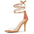 thumbnail image 1 of BLISSFUL STEP Sandales à Talons Aiguilles à Lacets pour Femmes à Bride Transparente, 1 of 6