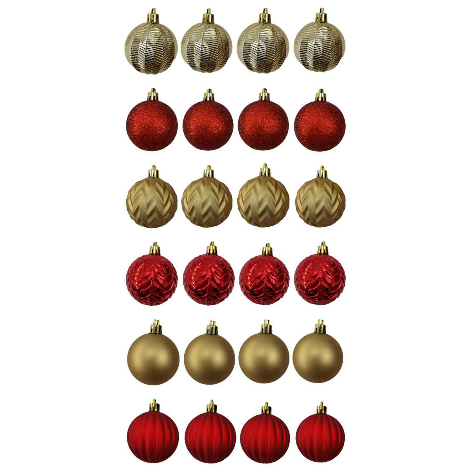 Décorations incassables Holiday Time, 24 unités, rouge/doré