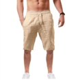 thumbnail image 2 of Men‘S Summer Casual And Fashionable Solid Cotton And Linen Shorts, 2 of 3