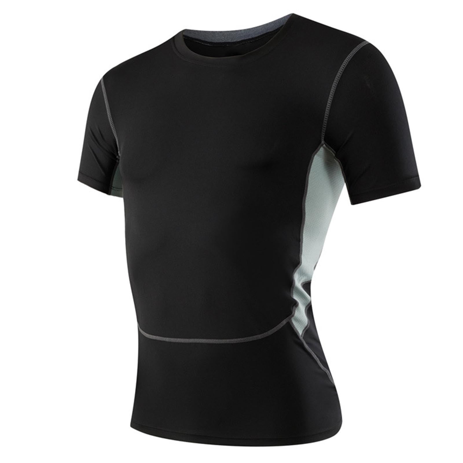 hotojiny Men’s Compression Shirts Short Sleeve Quick Dry Sports Athletic Workout Tee Base Layer Undershirt T-Shirt Tops
