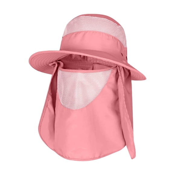 Fgnfyis Men and Womens Summer Sun Hat Wide Brim Outdoor Hat Foldable Ponytail Bucket Cap for Beach Fishing Hiking Bucket Hats Pink