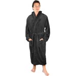 Luxurious Men'S Shawl Collar Fleece Bathrobe Spa Robe