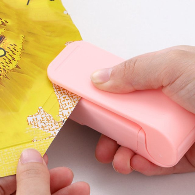 2X Sealer Plastic Package Storage Bag Mini Sealing Machine Handy Sticker and Seals for Food Snack Kitchen White