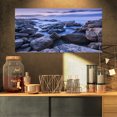 thumbnail image 1 of Rocky Blue Seashore in Morning - Modern Seascape Canvas Artwork, 1 of 3