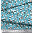 thumbnail image 3 of Soimoi Moss Georgette Fabric Tree & House Architectural Print Fabric by The Yard 42 Inch Wide, 3 of 5